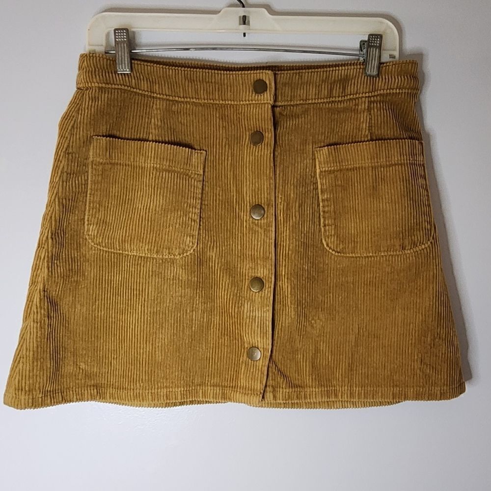 Arizona Jeans corduroy skirt snap up closure pocket details front women's size 9